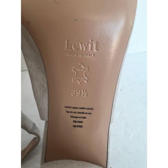Lewit Suede Gray Leather Slingback Chunky Block Pointed Toe Pump Sandal Shoe 9.5 - Picture 11 of 12